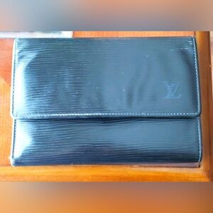 Louis Vuitton Black Epi Leather Etui Papiers Trifold Wallet